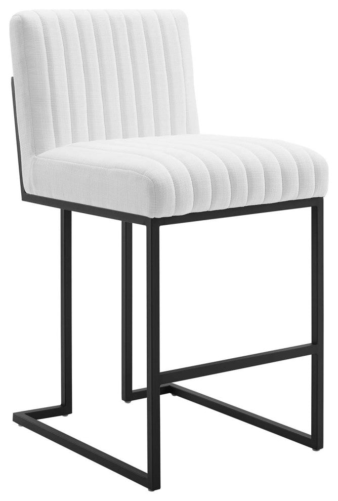 Indulge Channel Tufted Fabric Counter Stool, White