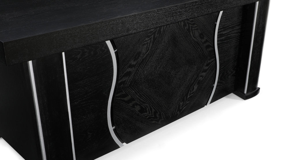 Pierce Black Oak Desk With Storage, Left
