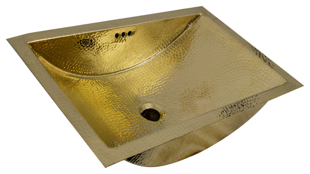 Nantucket Sinks 23.5"x15.5" Hammered Brass Rectangle Undermount Bathroom Sink