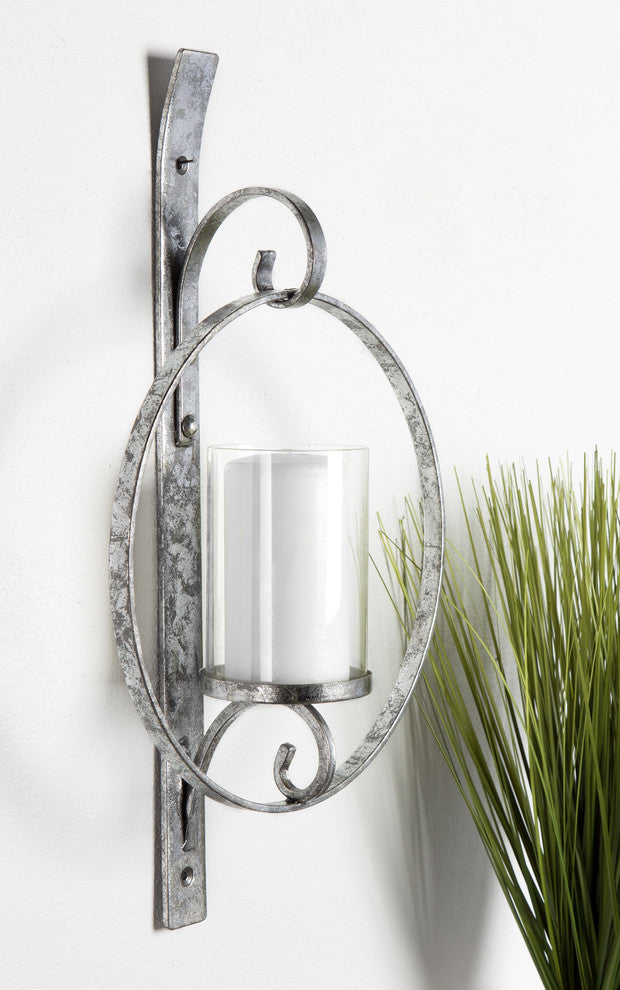 Kate and Laurel Doria Metal Wall Candle Holder Sconce, Silver