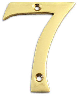 3" Brass Numeral, 7, Polished Brass