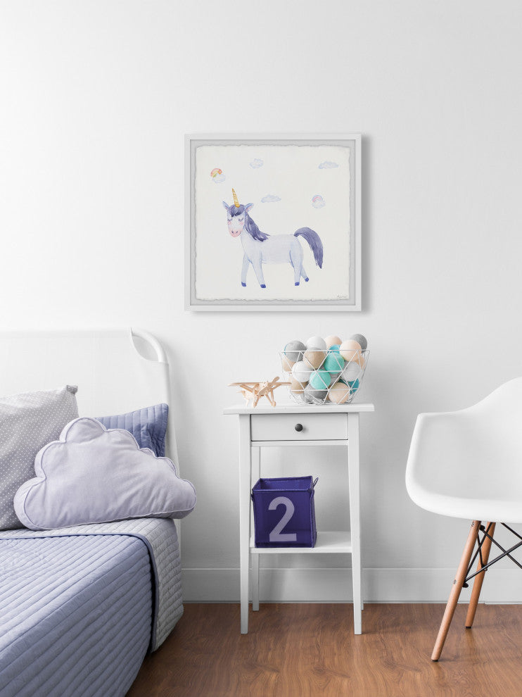 "Unicorn Blues" Framed Painting Print, 32x32