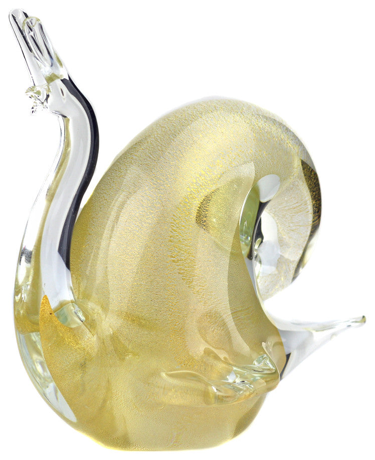 Murano Glass Snail Clear Gold