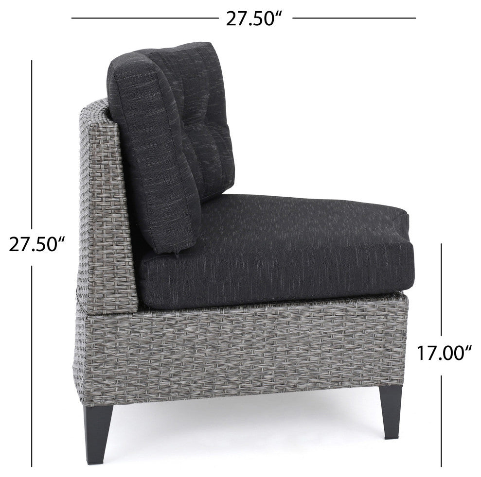 GDF Studio 10-Piece Currituck Outdoor Mixed Black Wicker Sofa, Dark Gray, Set