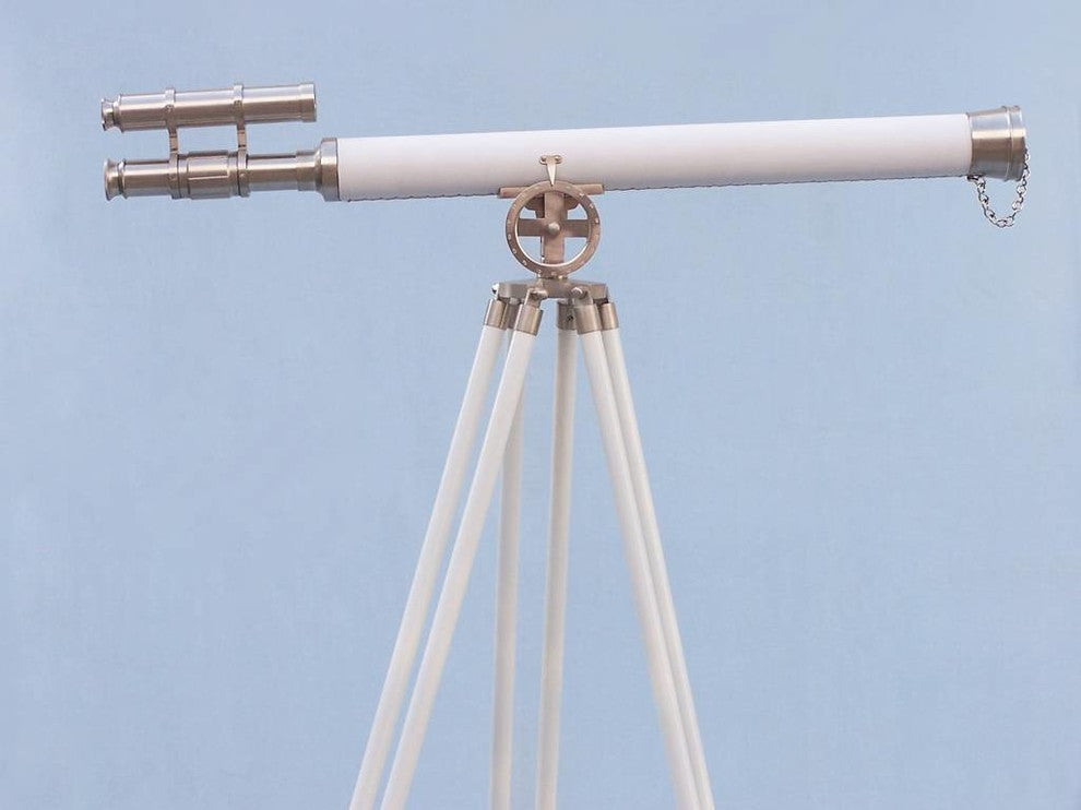 Floor Standing Brushed Nickel With White Leather Griffith Astro Telescope 65''