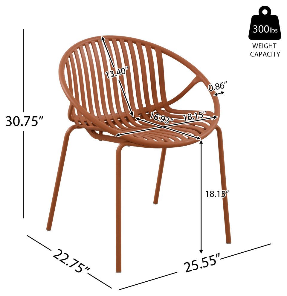GDF Studio 7-Piece Outdoor Dining Set, Table & Stackable Chairs, Orange/Brown