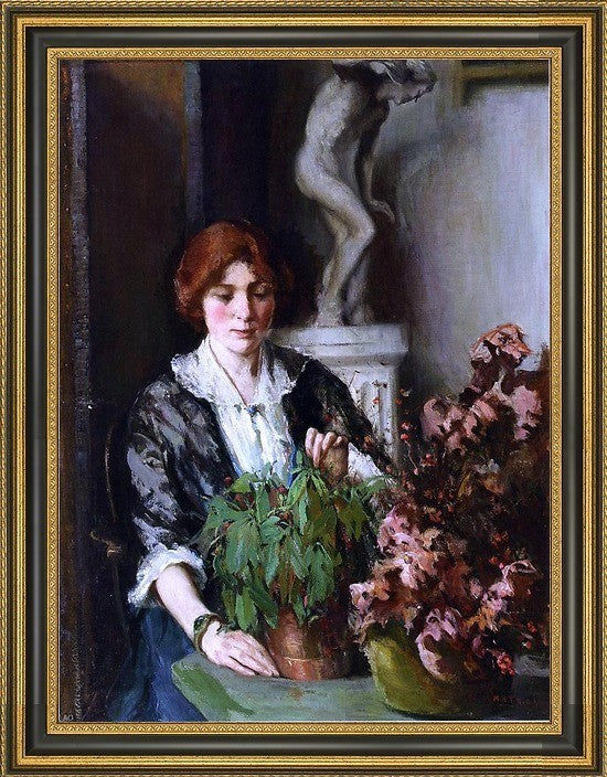 Mary Bradish Titcomb The Flower Arranger Framed Premium Canvas Print, 21"x28"