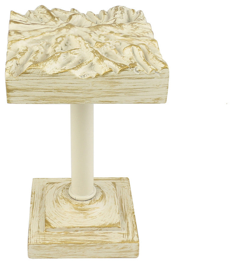 Root Medallion Drapery Holdback, Gilded French White