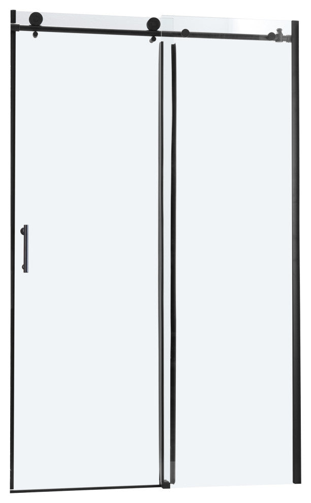 48" W x 76" H Frameless Single Sliding Shower Door, Matte Black