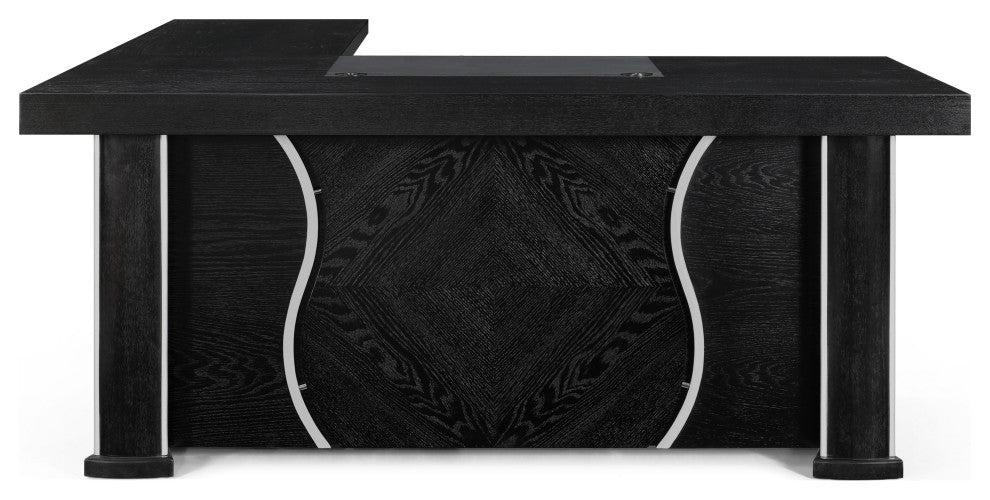 Pierce Black Oak Desk With Storage, Right
