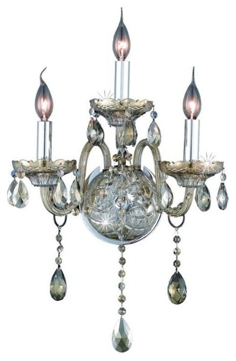 Elegant Verona Wall Sconce, Golden Teak Finish With Royal Cut Crystal