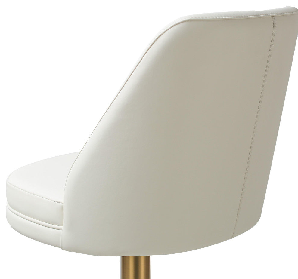 Maven Cream and Gold Adjustable Swivel Stool - White