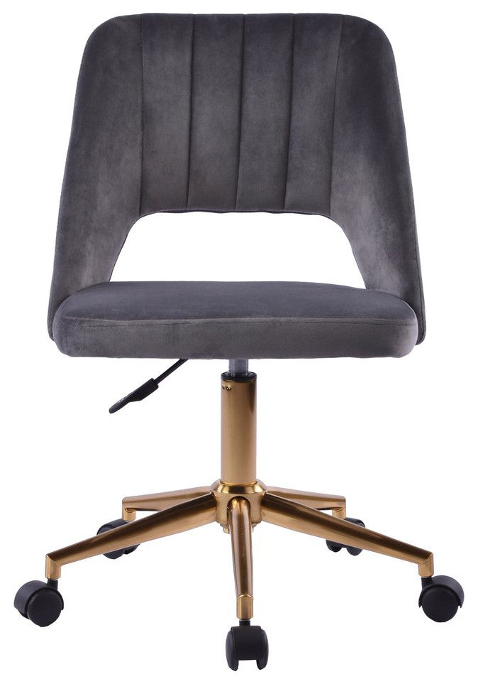 Maya Swivel Vanity Chair with 360 Degree Rotation, Dark Grey
