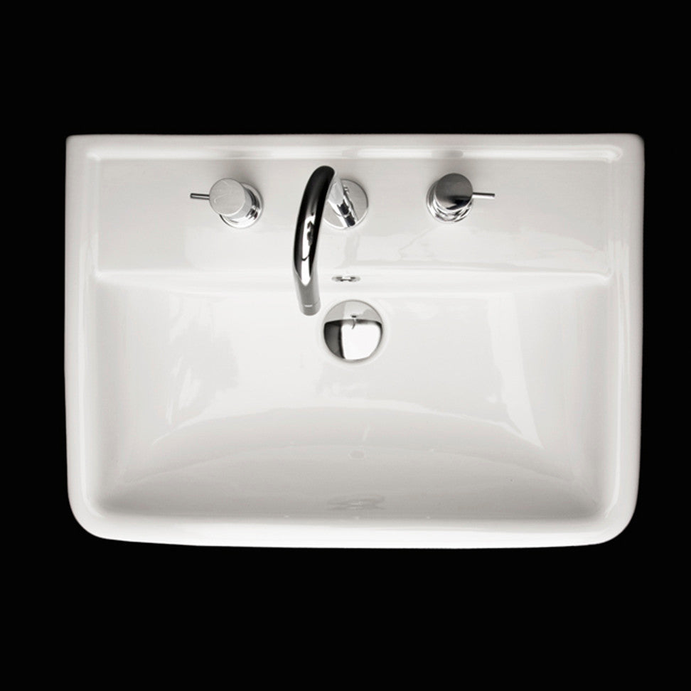 Lacava Alia Collection Lavatory w/Overflow, 3 Faucet Holes, White
