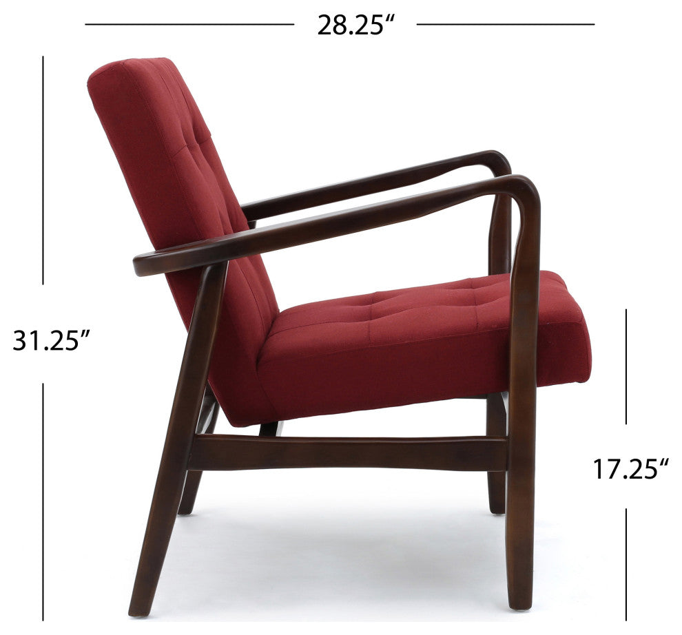 GDF Studio Gunther French-Style Fabric Club Chair, Red/Espresso