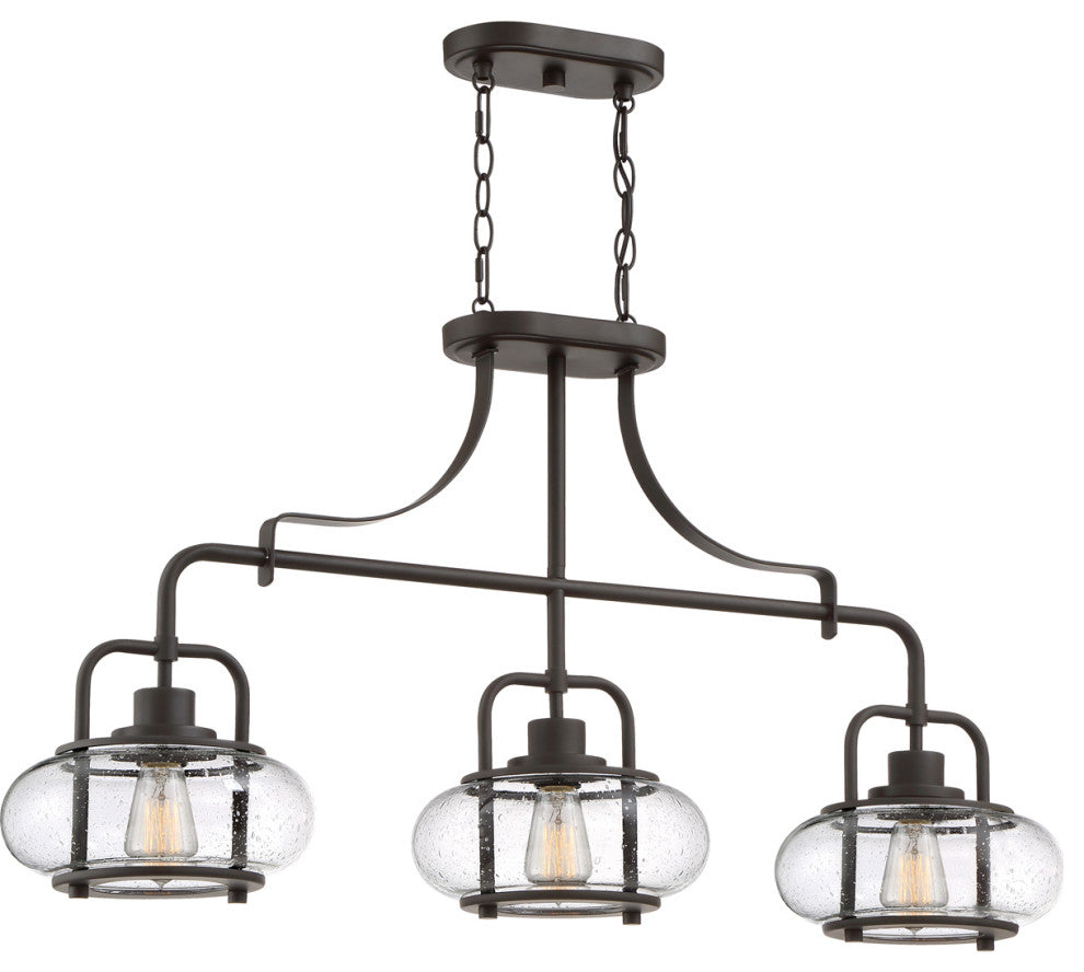 Quoizel TRG338OZ Three Light Island Chandelier, Old Bronze Finish