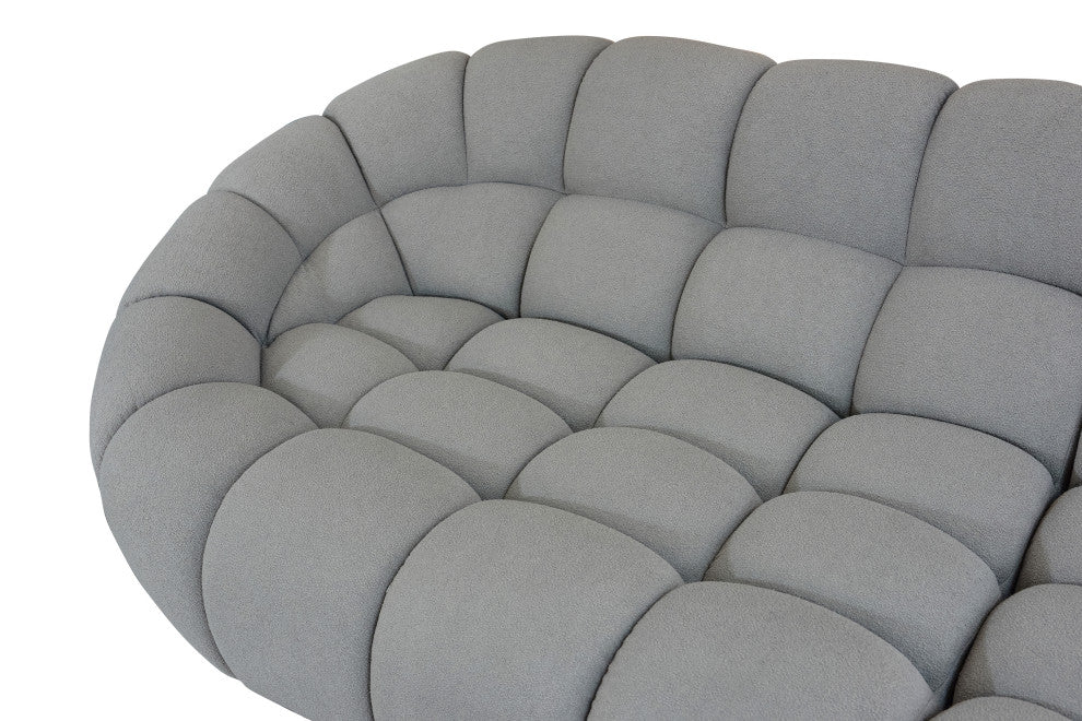 Yolonda, Modern Light Gray Curved Sectional Sofa