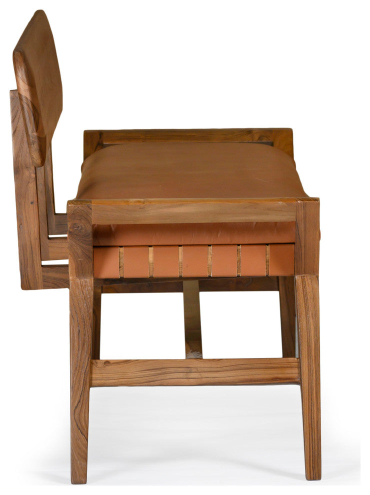 Robertson Recycled Teak Leather Bench