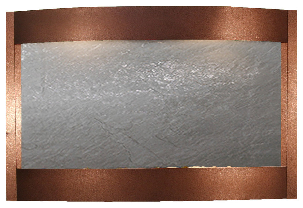 Calming Waters Wall Water Fountain, Black Featherstone, Copper Vein
