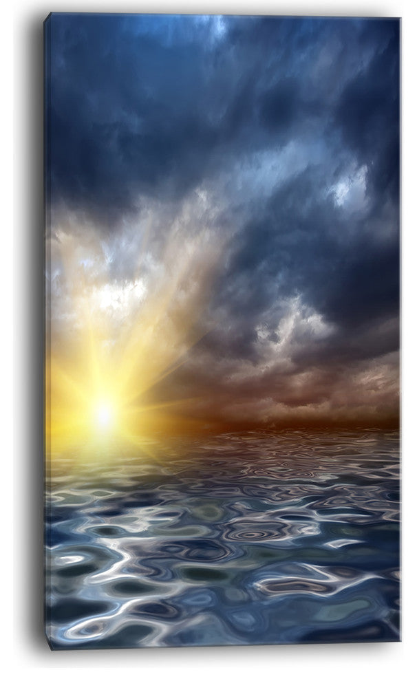 "Incredible View of Typical Sunrise" Seashore Canvas Wall Art, 16"x32"