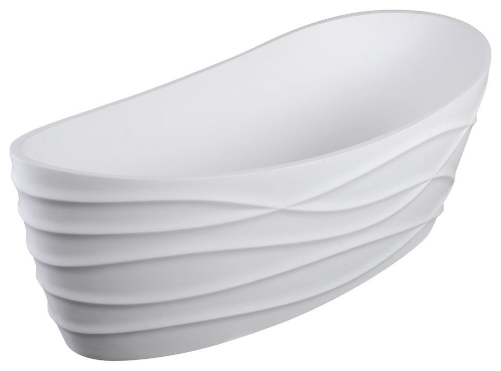 Dune II Dimensional Freestanding Soaker Tub, Matte White