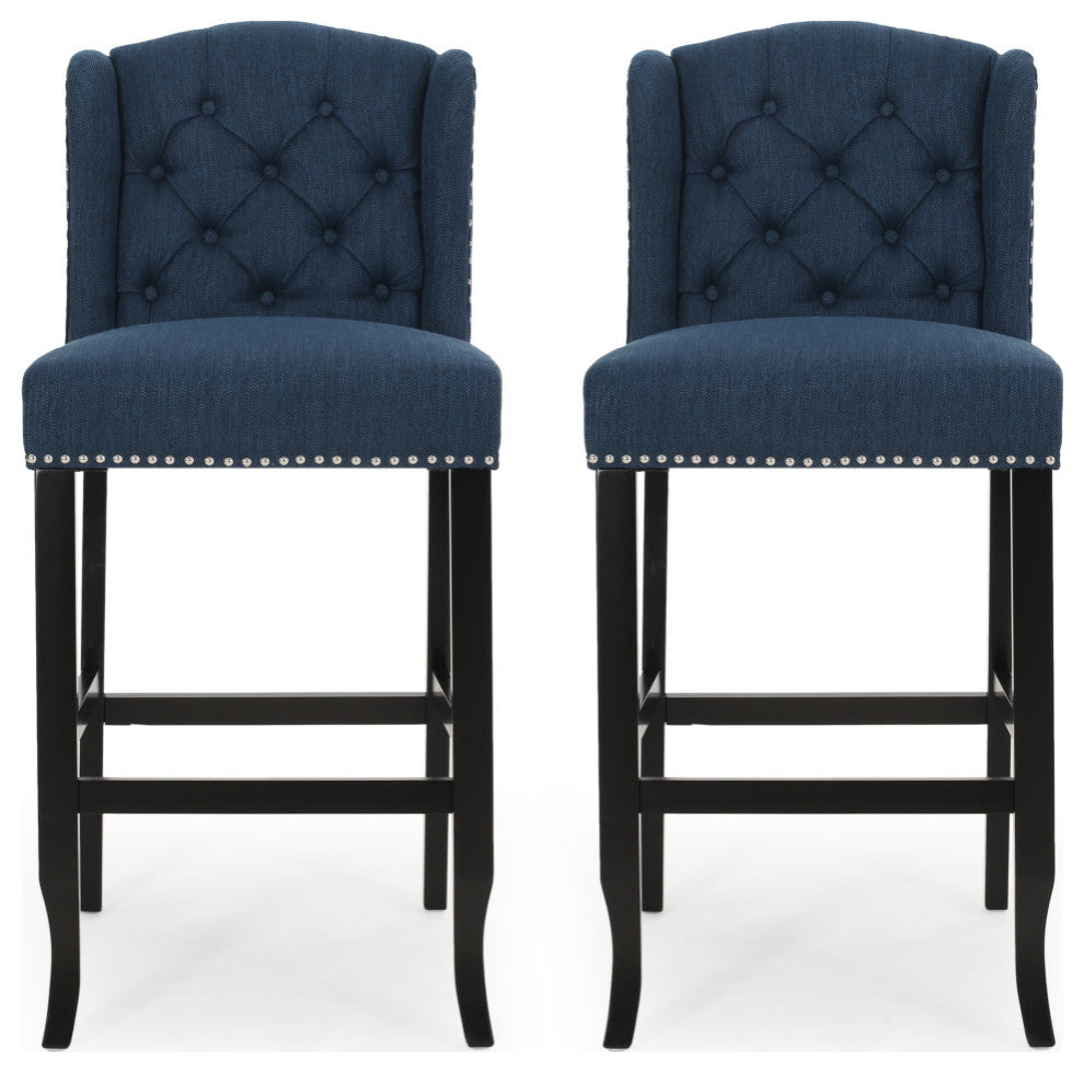 Plymouth Wingback Barstool, Navy Blue