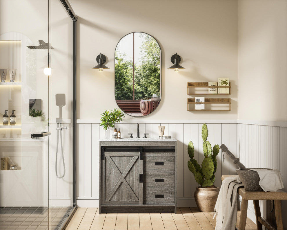 Home Living 36" Single Bathroom Vanity, Rustic Grey