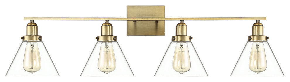 Drake 4-Light Bathroom Vanity Light, Warm Brass