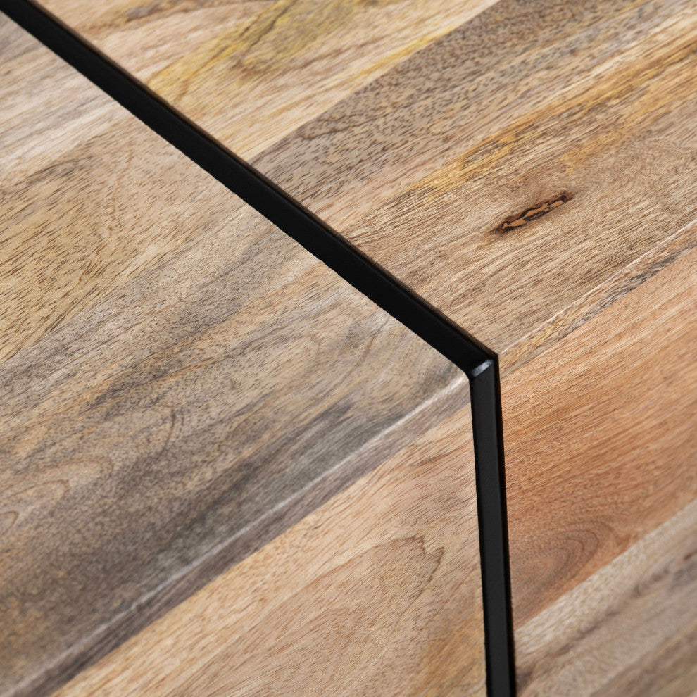 Brennon Mango Wood and Iron End Table, Natural