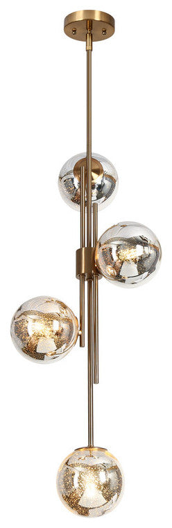 LNC Crithmum 4-Light 13" Modern Mercury Globe Glass Kitchen Island Light, Brass