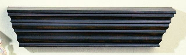 Ribbed Black Wood Wall Shelf, Classic Simple Hanging 24"
