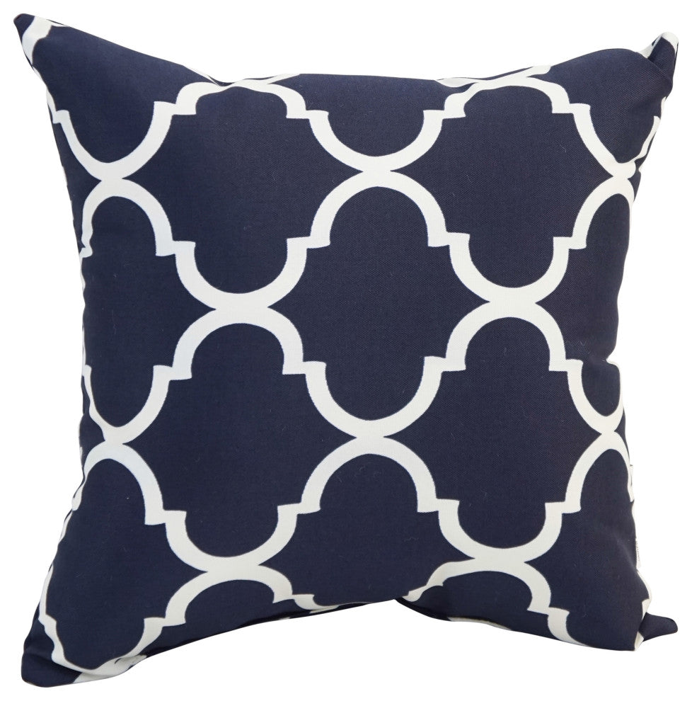 17" Square Polyester Outdoor Throw Pillows, Set of 4, Landview Navy