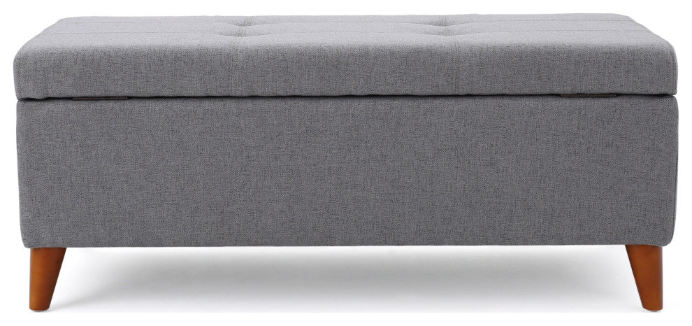 GDF Studio Katherine Tufted Fabric Storage Ottoman, Gray