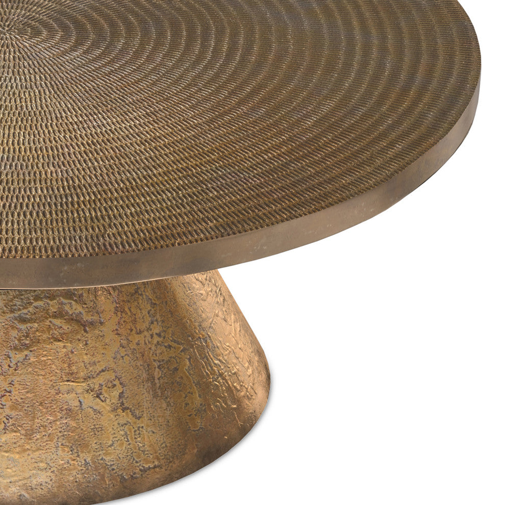 Michelle Cast Aluminum Coffee Table, Vintage Brass