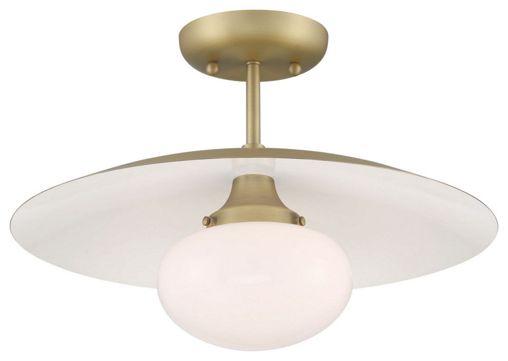 Declan Modern Disc Satin Brass 16" Semi-Flush Mount Ceiling Light