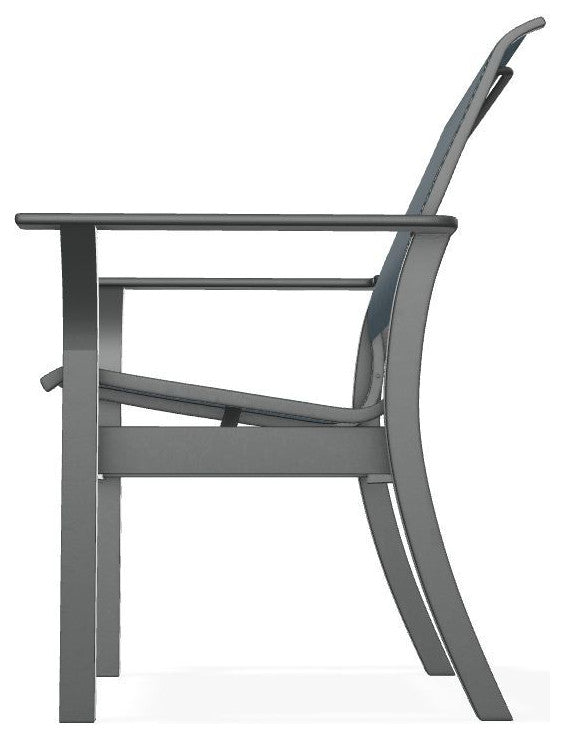 Leeward Sling Stackable Outdoor Dining Chair, Nimbus Ocean/Graphite