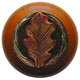 Oak Leaf Wood Knob in Hand-tinted Antique Brass/Cherry wood finish