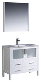 Torino 36" White Modern Bathroom Vanity With Integrated Sink, FFT1030BN