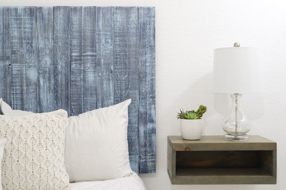 Handcrafted Headboard, Hanger Style, Blue Stonewash, Queen