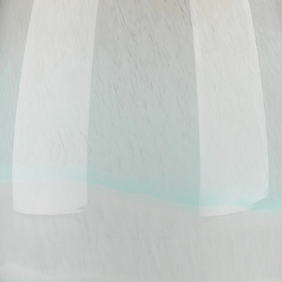 Dewdrop Table Lamp, Sky Blue Glass With Classic Drum, White Linen