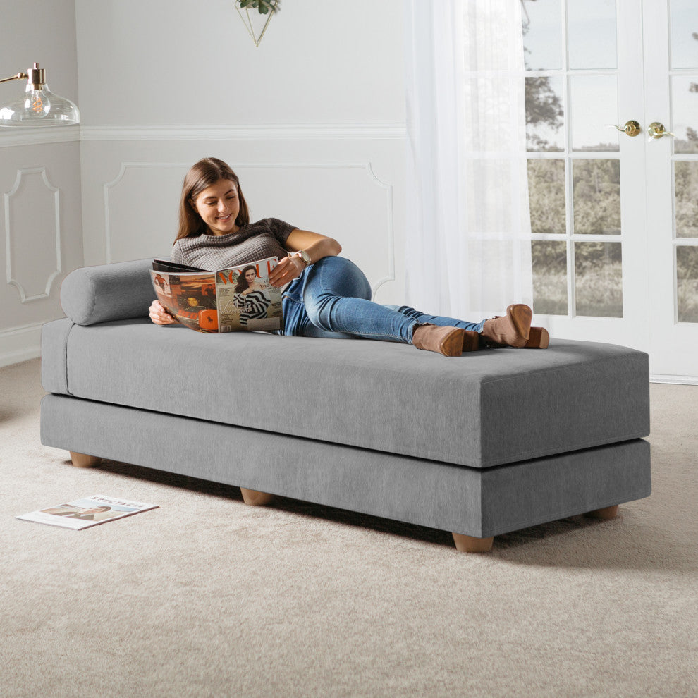 Alon Daybed Queen Size Convertible Sleeper, Grey Chenille