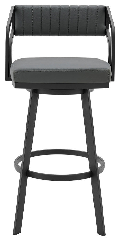 Scranton Swivel Modern Metal and Slate Gray Faux Leather Bar and Counter Stool