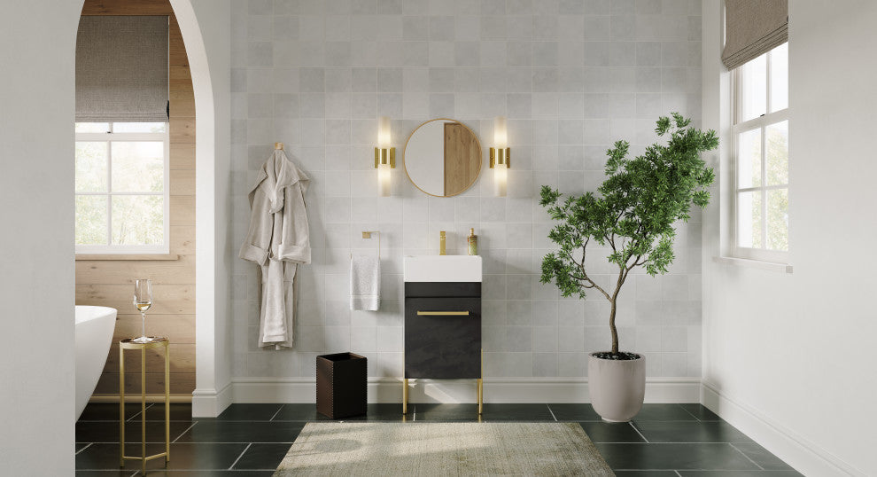 Ravena, Bathroom Vanity, Black, 18", Single Sink, Freestanding