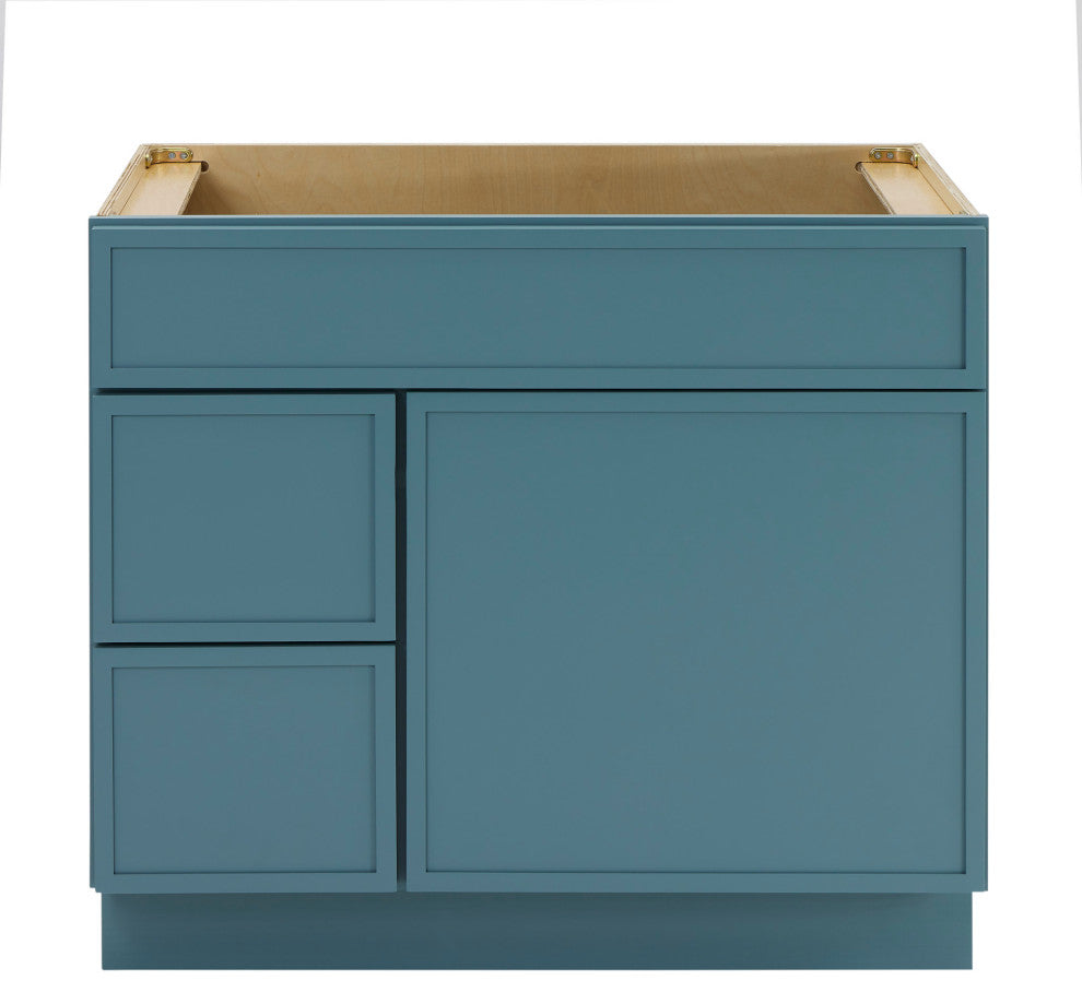 Vanity Art Birch Plywood Single Base Storage Cabinet, Sea Green, 36 Inch (Left Side Drawers)