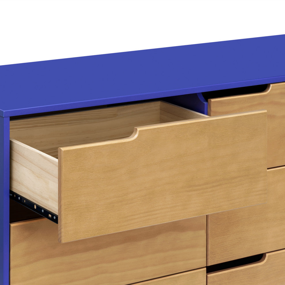 Hudson 6-Drawer Assembled Double Dresser, Cobalt and Honey