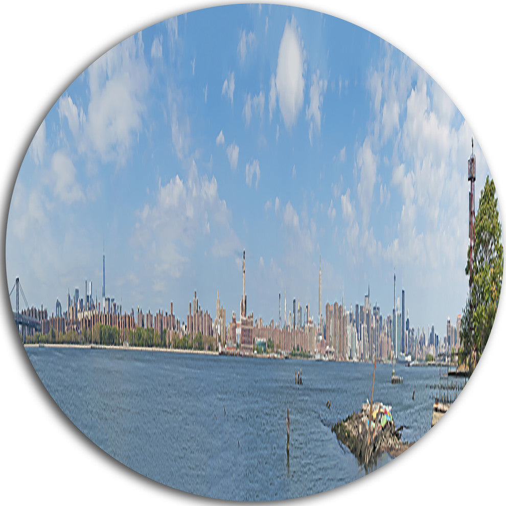 New York Skyline From East River Side, Disc Metal Wall Art, 38"