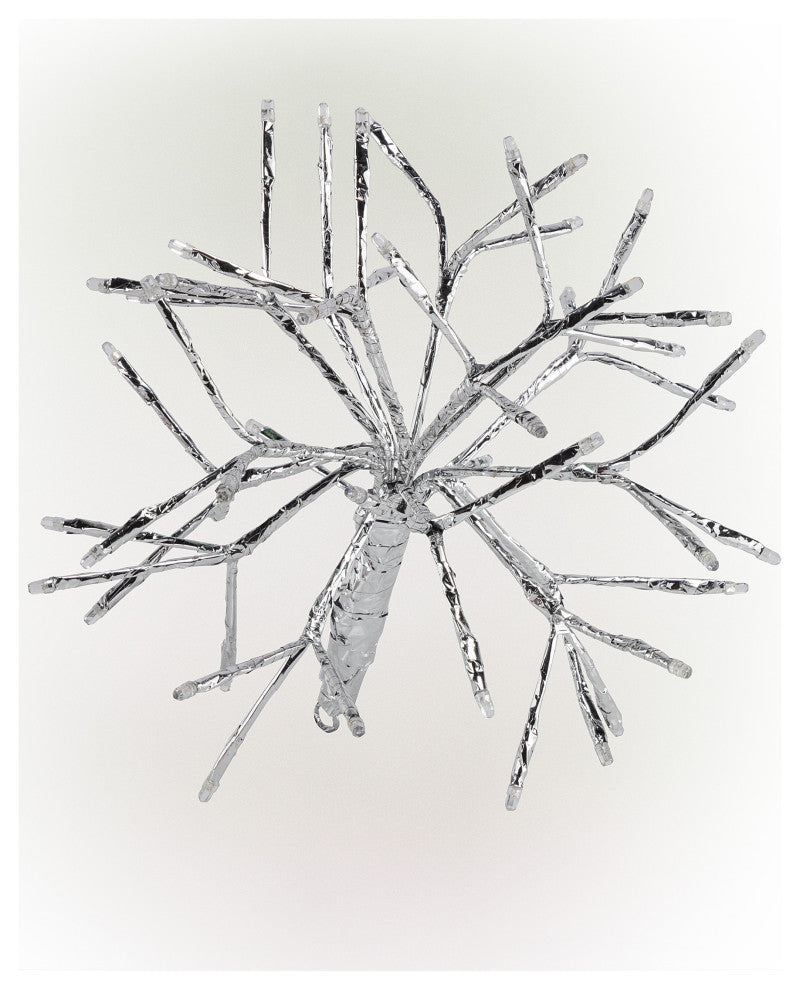 10"H Indoor Christmas Snowflake Ornament with White LED Lights, Silver