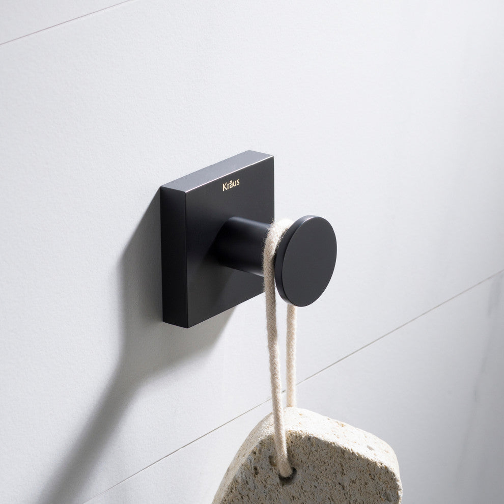 Ventus Bathroom Robe and Towel Hook, Matte Black