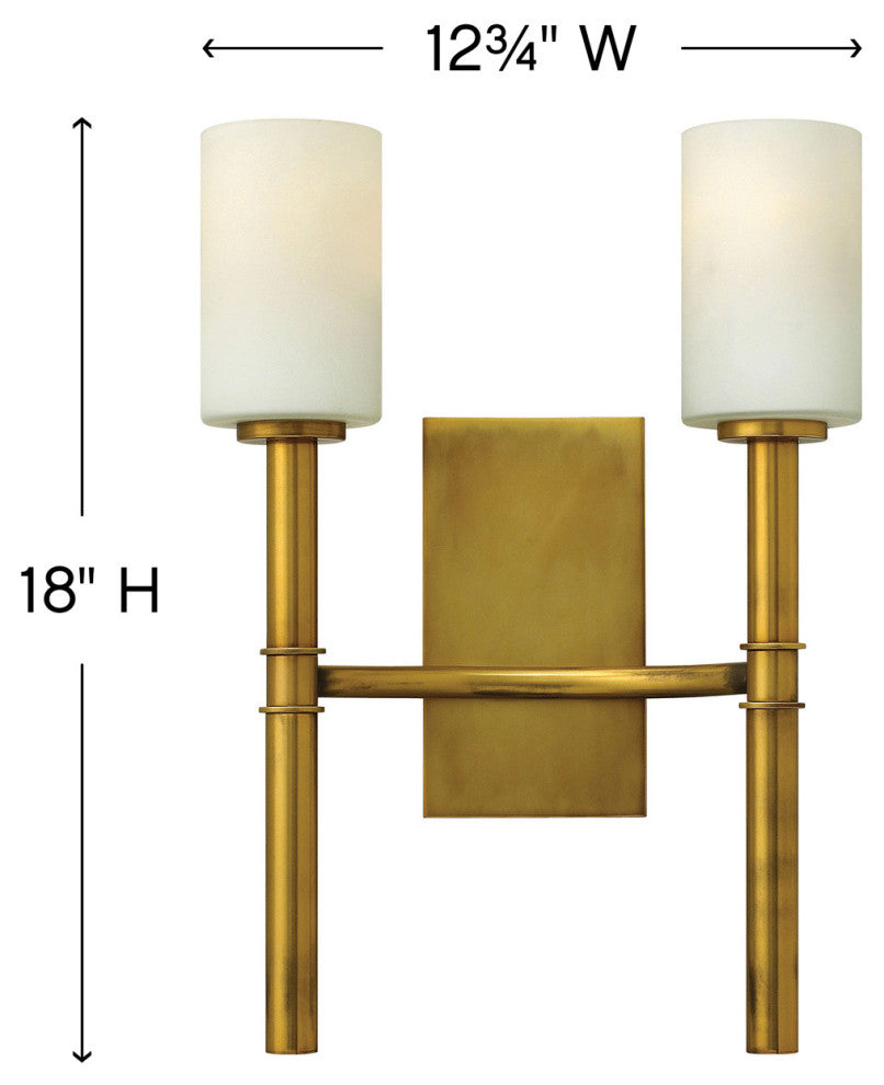 Hinkley Margeaux Medium Two Light Sconce, Vintage Brass