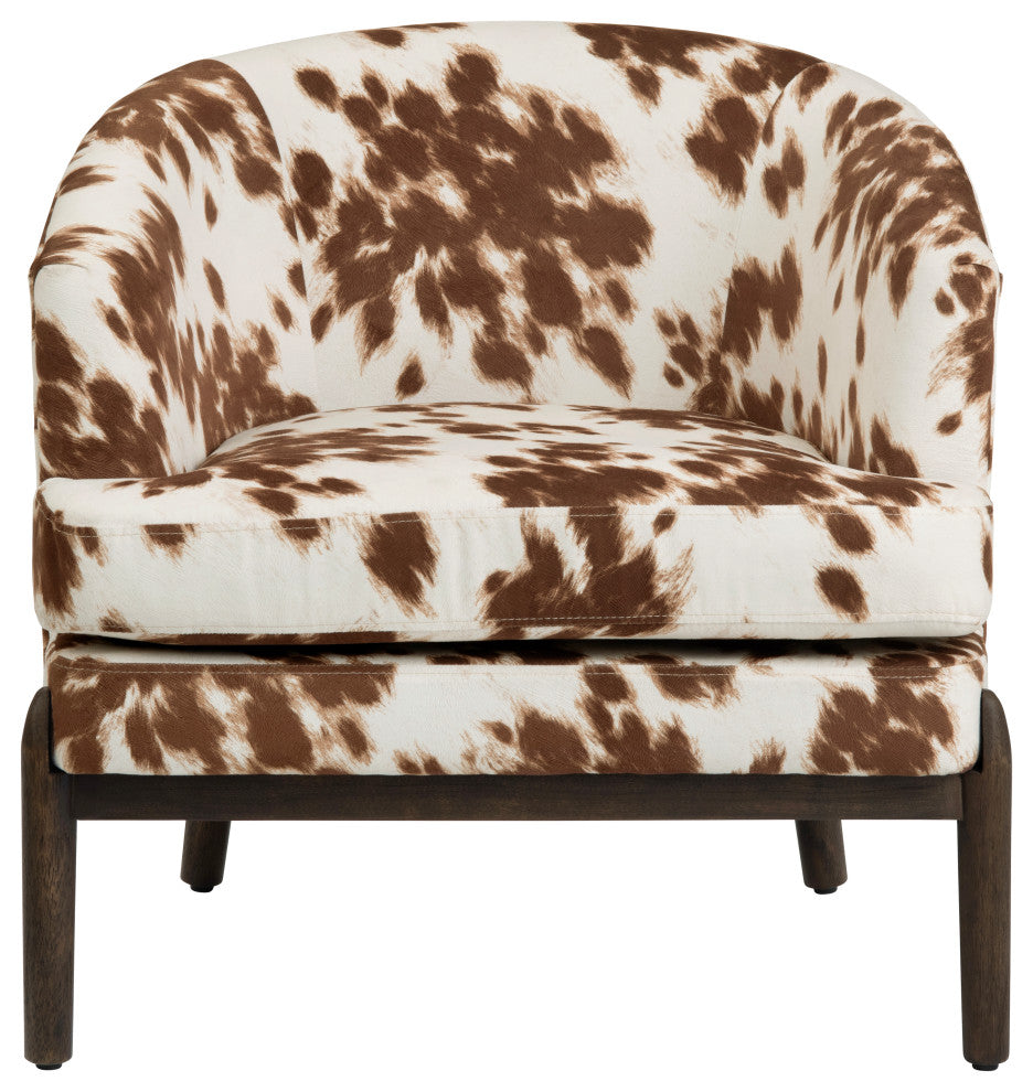 Brown and White Upholstered Accent Chair